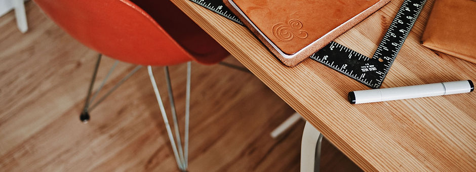 Designer Desk with Notebook and Ruler