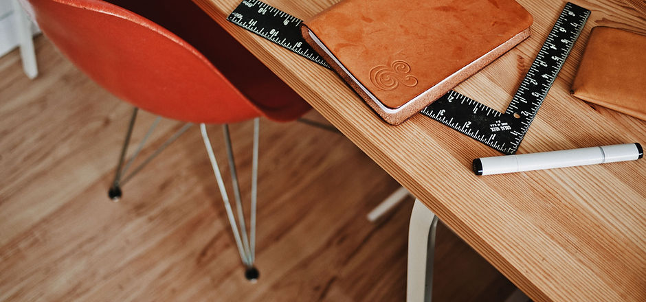 Designer Desk with Notebook and Ruler