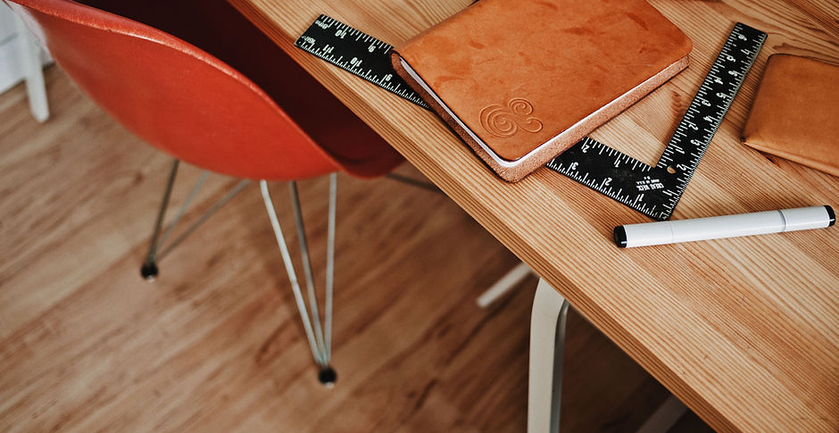 Designer Desk with Notebook and Ruler