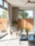 sala de estar moderna com conceito aberto, portas de vidro abertas, com cortinas entre abe