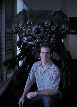 Andy Harbeck with the Sentinel from The Matrix movie