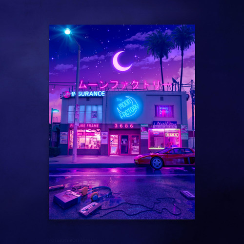 Moon Factory Neon (Poster Print) | Andy Harbeck