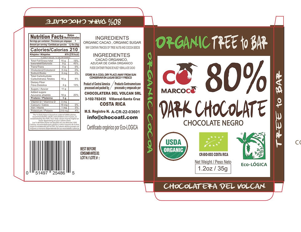 Miniatura: MARCOCO 80% dark chocolate 35 g / 1.2 Oz
