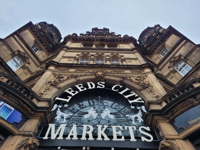 The ornate entrance to Leeds Kirkgate Market.