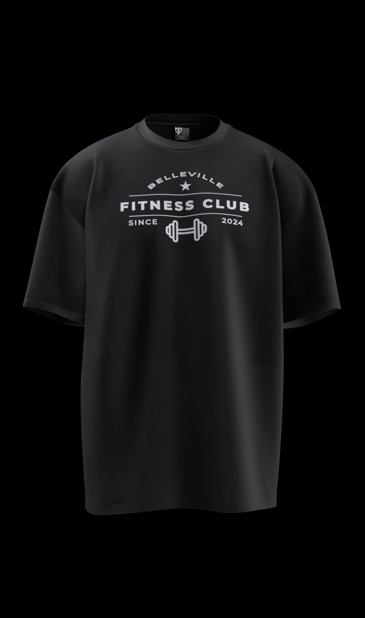 Black Front Belleville Fitness Club Gym Tee