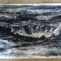 #waves - painting with my fingers 🙊, the best music vibes 🎶🎧 and my #fallinlovewiththeoceanthough