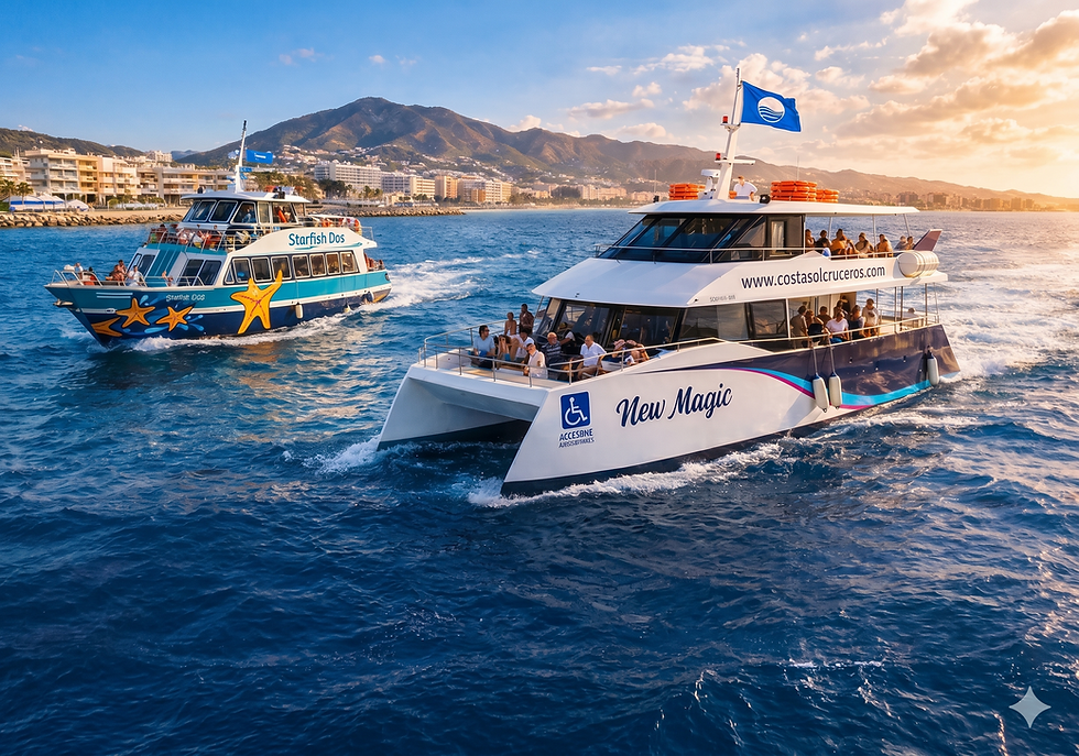 two boats doing dolphin spotting in fuengirola