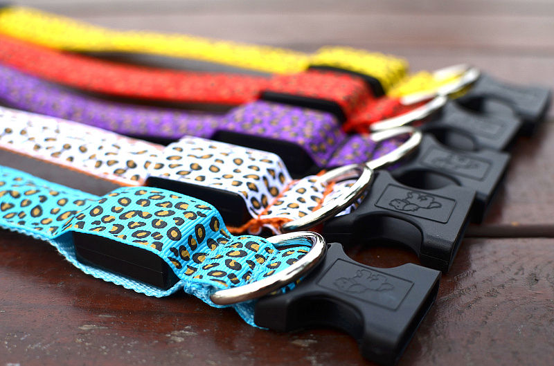 Thumbnail: Leopard Nylon Pet Dog Collar For Small Dogs Cat LED Light Night Safety Adjustabl
