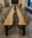 Denver custom made furniture extra long conference table made of live edge slabs with a glass river