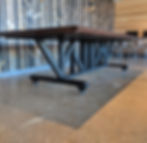 custom wood and steel furniture denver with unique steel legs on casters for community room