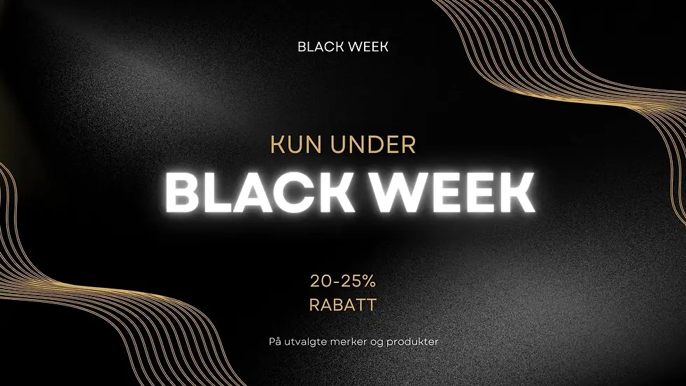 Black Weekend banner med informasjon om tilbud