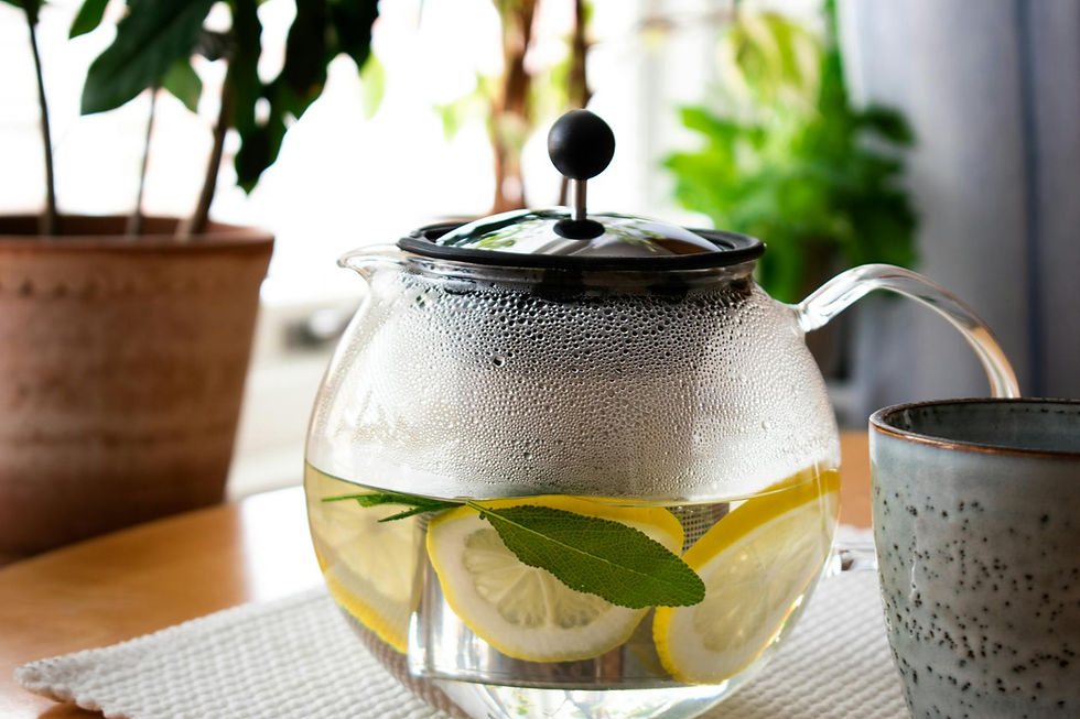 Warm lemon water with herbs