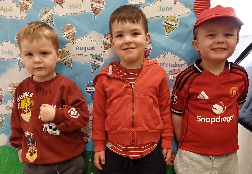 Arthur 2 years, Elijah 3 years and Henry 2 years old having enjoying Red Nose Day.