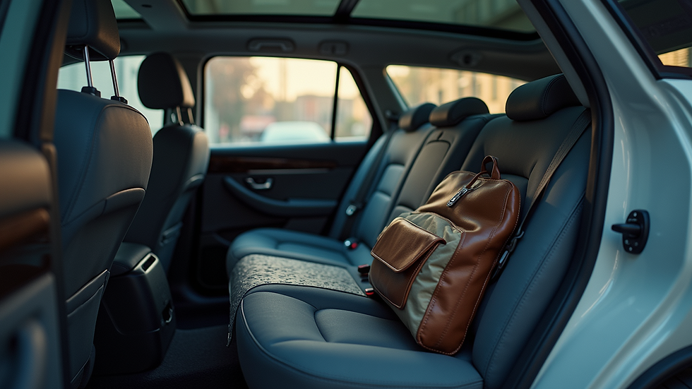 Eye-level view of a neatly organized car interior with storage solutions