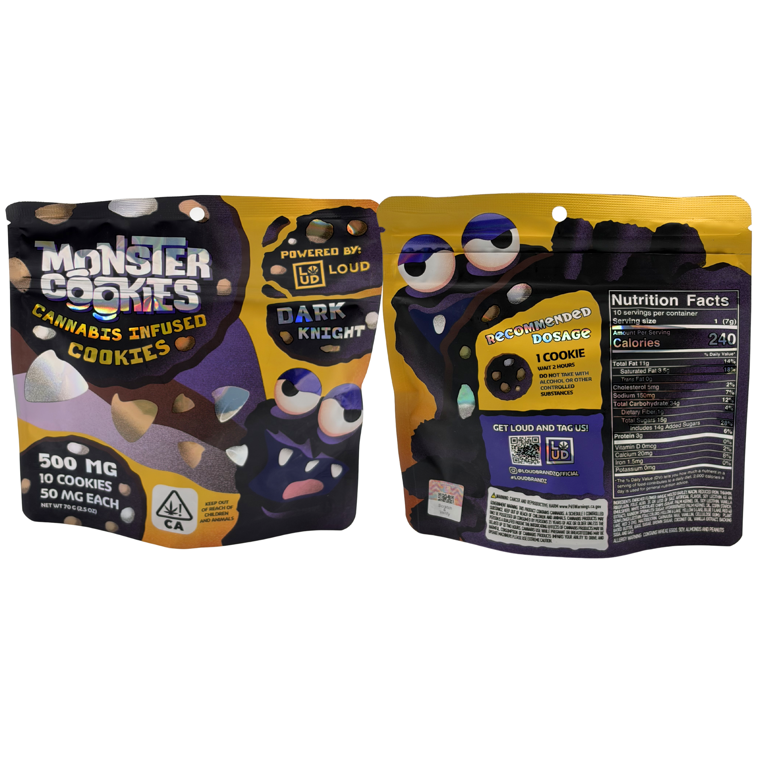 LOUD Monster Cookies | 500 MG - 10 cookies, 50 MG each | Dark Knight