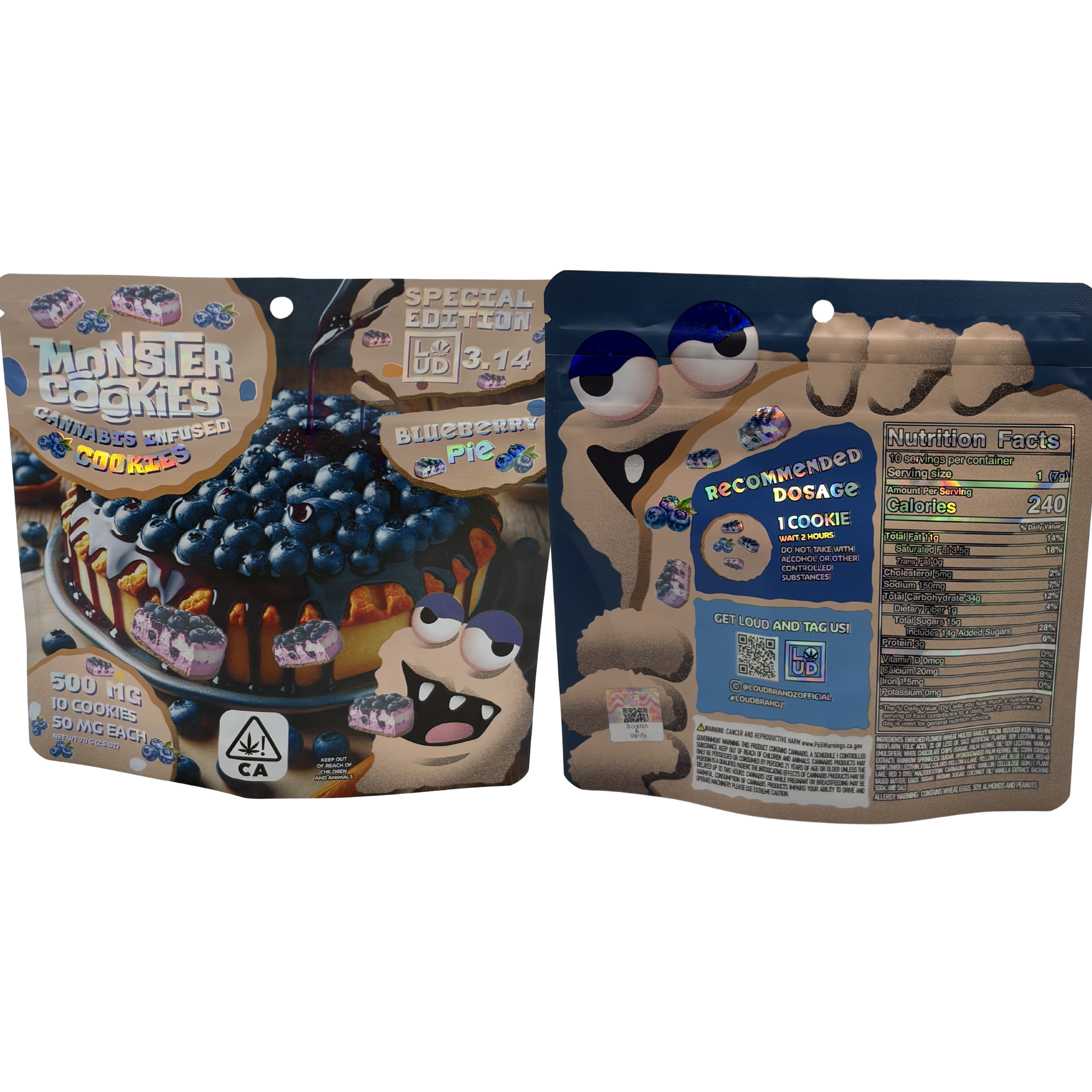 LOUD Monster Cookies | 500 MG - 10 cookies, 50 MG each | Blueberry Pie