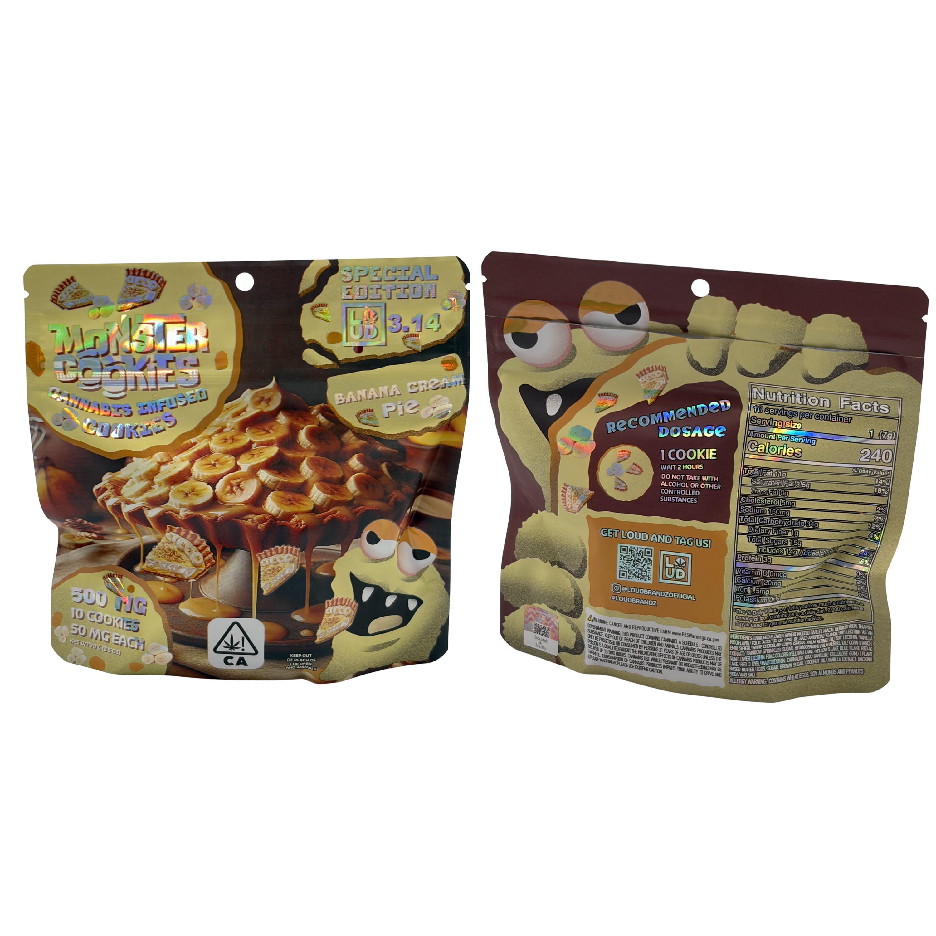 LOUD Monster Cookies | 500 MG - 10 cookies, 50 MG each | Banana Cream Pie