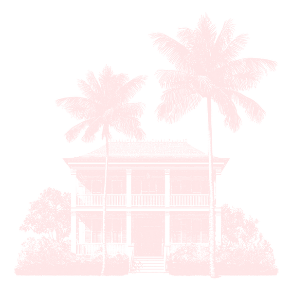 A pale pink 2-story house in the historical style common to Amelia Island