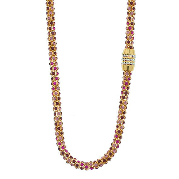 Multi-Coloured Necklace with Magnetic Clasp in Gold Colour