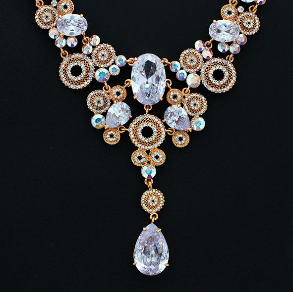 Thumbnail: Crystal and Gold Statement Necklace