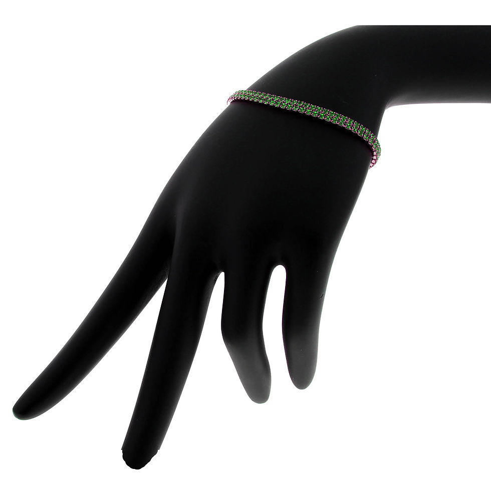 Thumbnail: Double Strand Crystal Tennis Gold  Bracelet