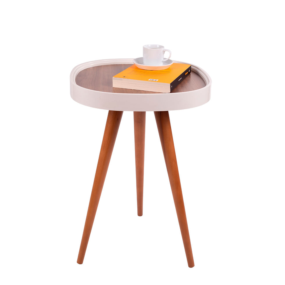 Küçük resim: Urban Nouk Bali Tekli Yan Sehpa 44x58cm Ceviz Kapli Tabla, Gurgen Ayaklar