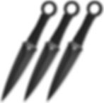 Three black HEAT throwing knives with cord-wrapped handles