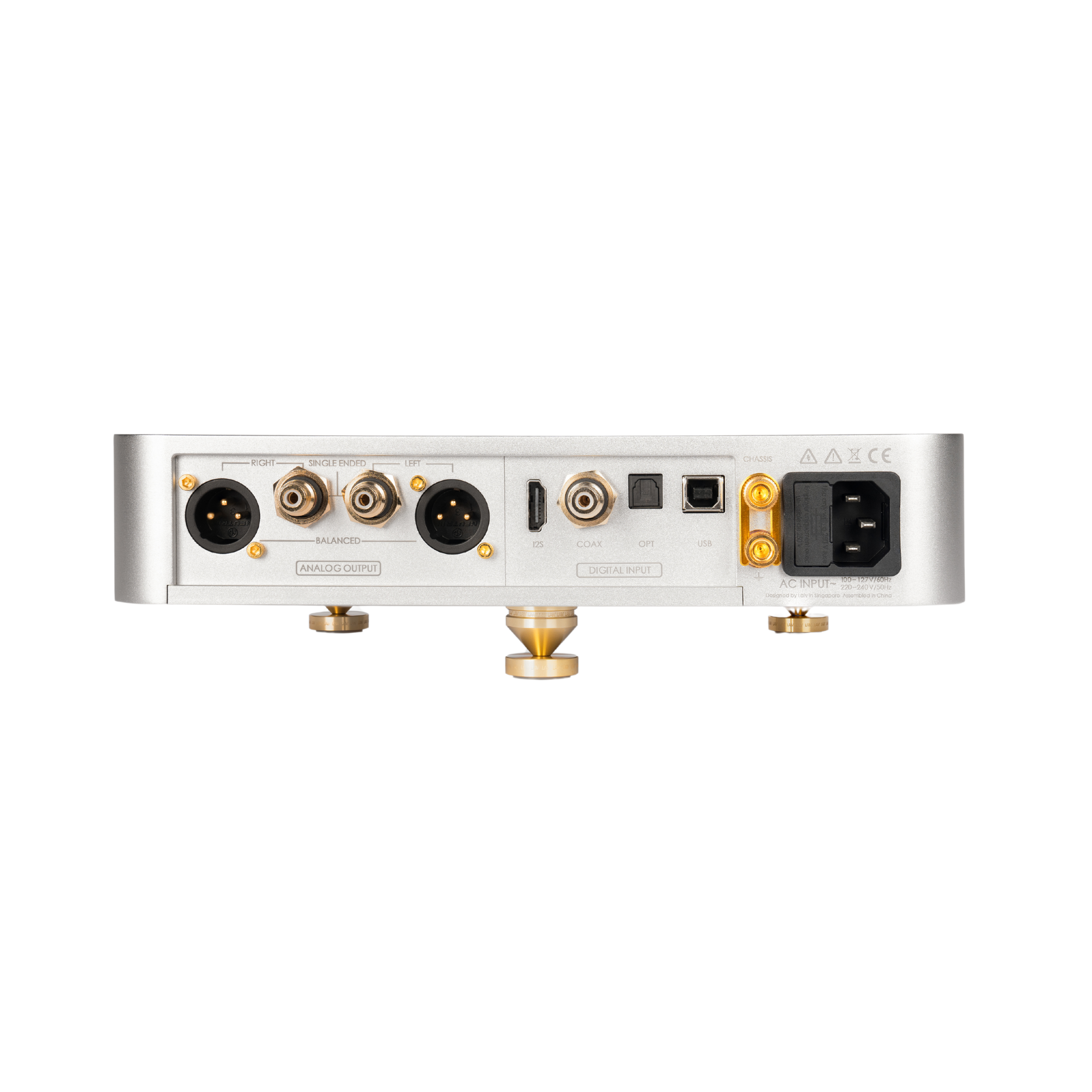LAiV Harmony DAC 銀金色背板連接介面產品圖