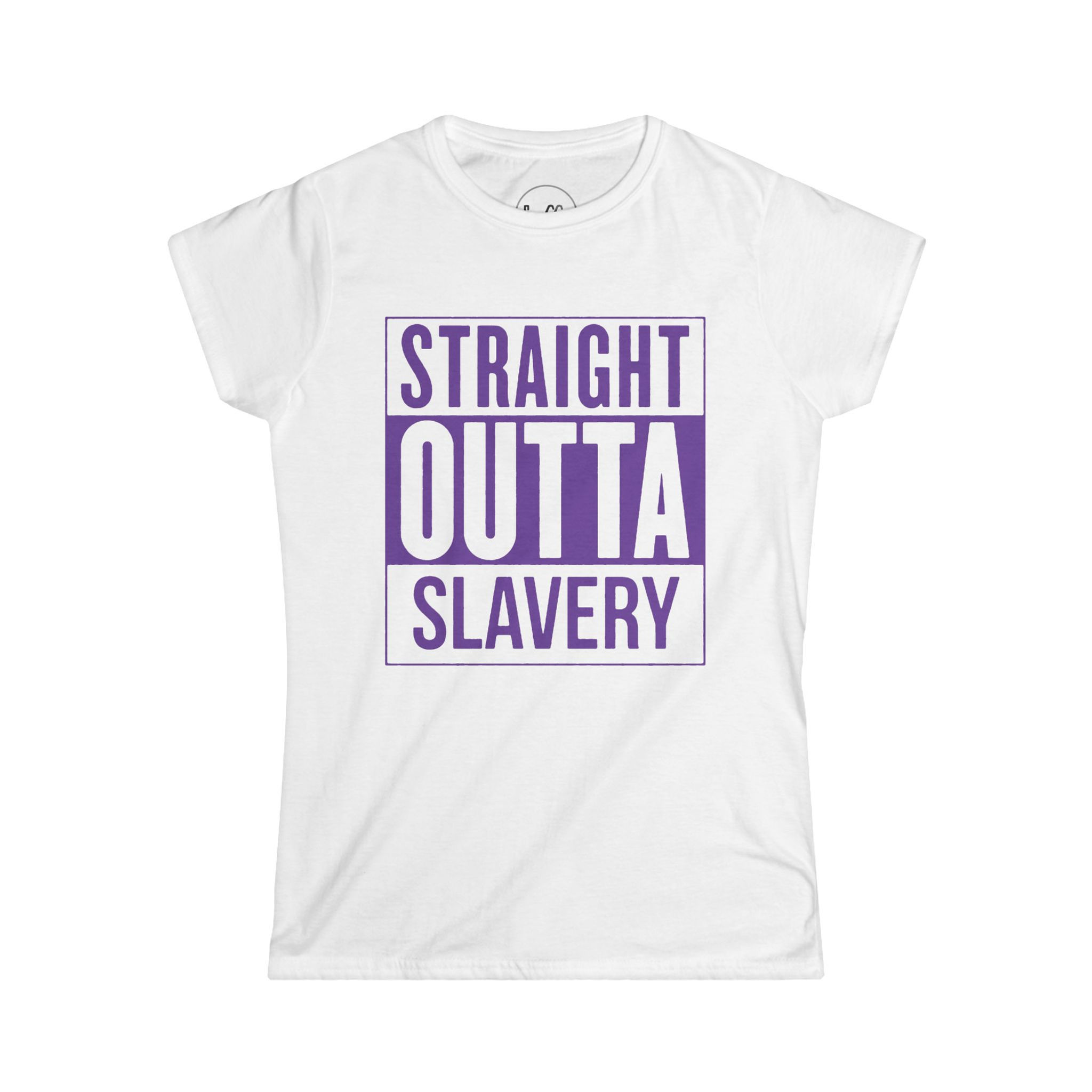 Straight Outta Slavery Women's Tee —Purple and White