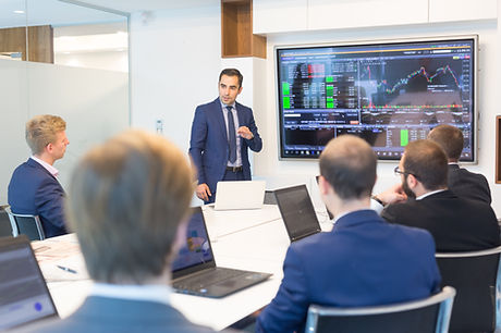 Businessman giving a talk in conference