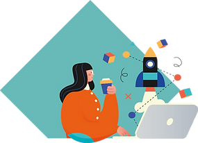 Illustratie van blije BCE consultant aan het werk