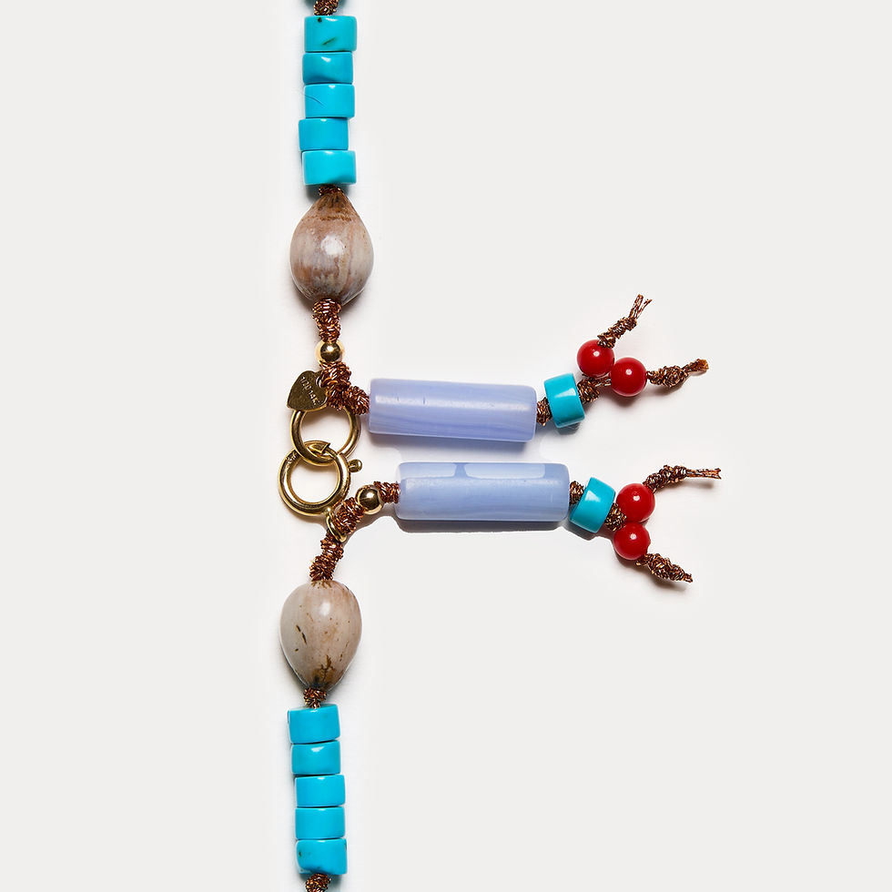 Thumbnail: NEW MEXICO HOWLITE & JOB'S TEARS EXTRA LONG NECKLACE