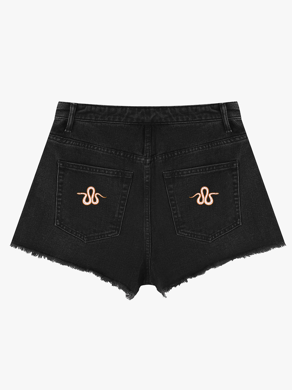 NAGA HIGH WAIST DENIM SHORTS - BLACK - BACK