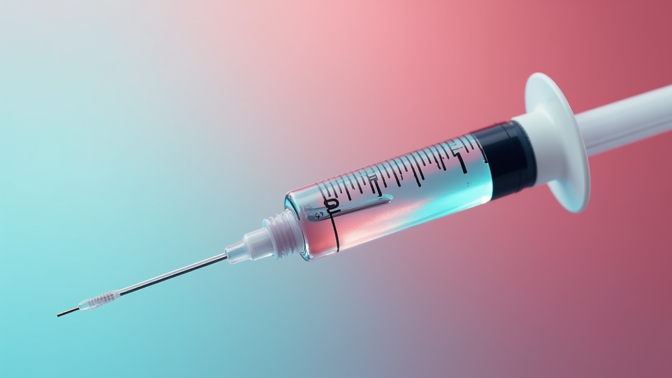 Close-up view of a syringe with cosmetic injectable solution