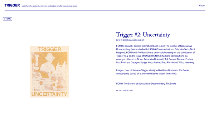 'Agonistes' in Trigger#2: Uncertainty (Guest edited by Max Pinckers & Michiel de Cleene)