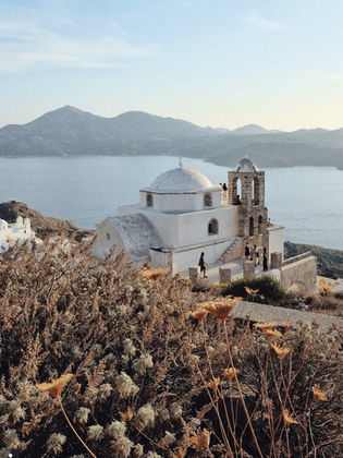 milos, eglise, île grecque, sunset