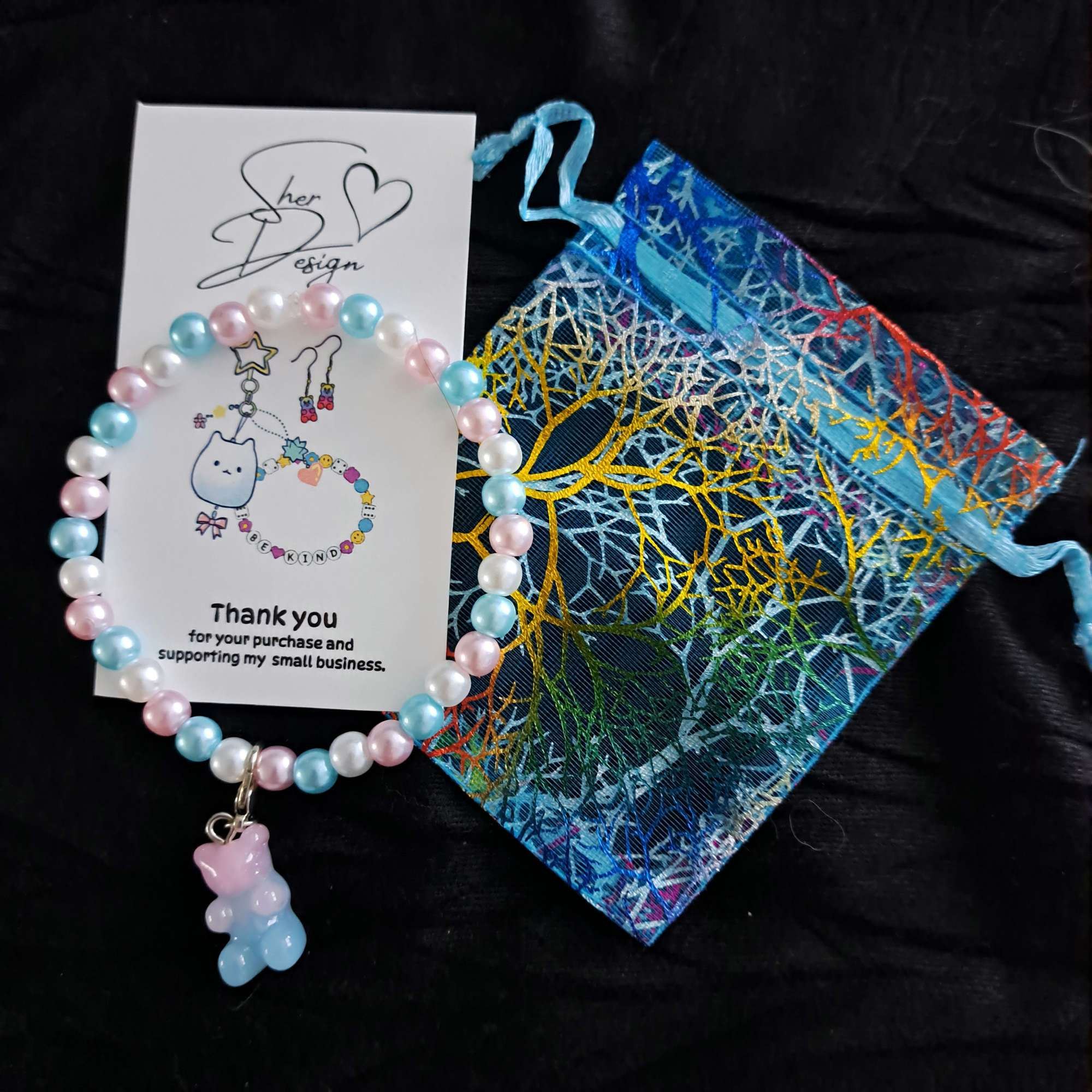 Pink Blue Gummy Bear Bracelet