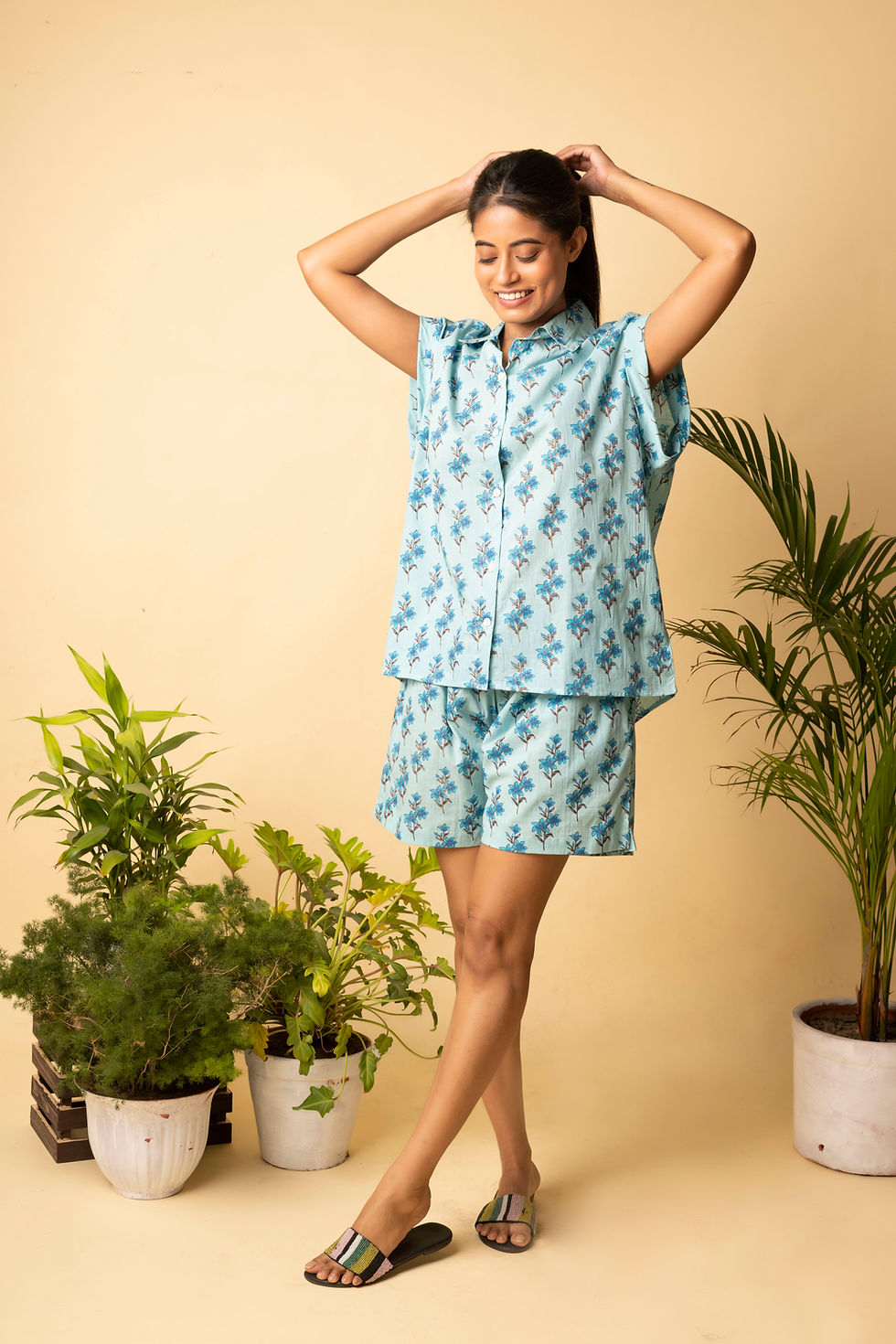 Blue Flower Lounge Wear – Soft Cotton Comfort with a Story