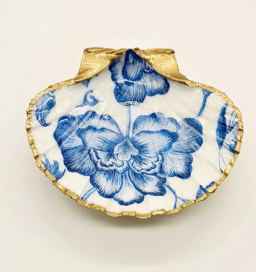 Thumbnail: Scallop Shell Trinket Dish - Floral Design