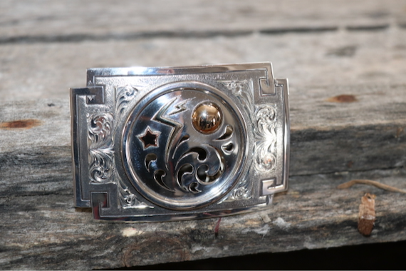 Gold Moon, Stars & Lightning Sterling Buckle