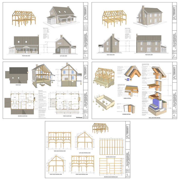 Timber frame and post and beam home and house design cost and pricing drawing package