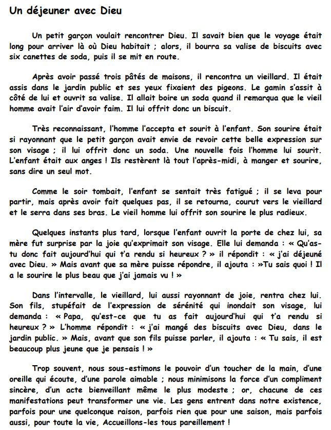 Un déjeuner avec Dieu