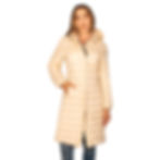 מעיל נוצות ארוך אריאנה- צבע שמנת, מצב סגור