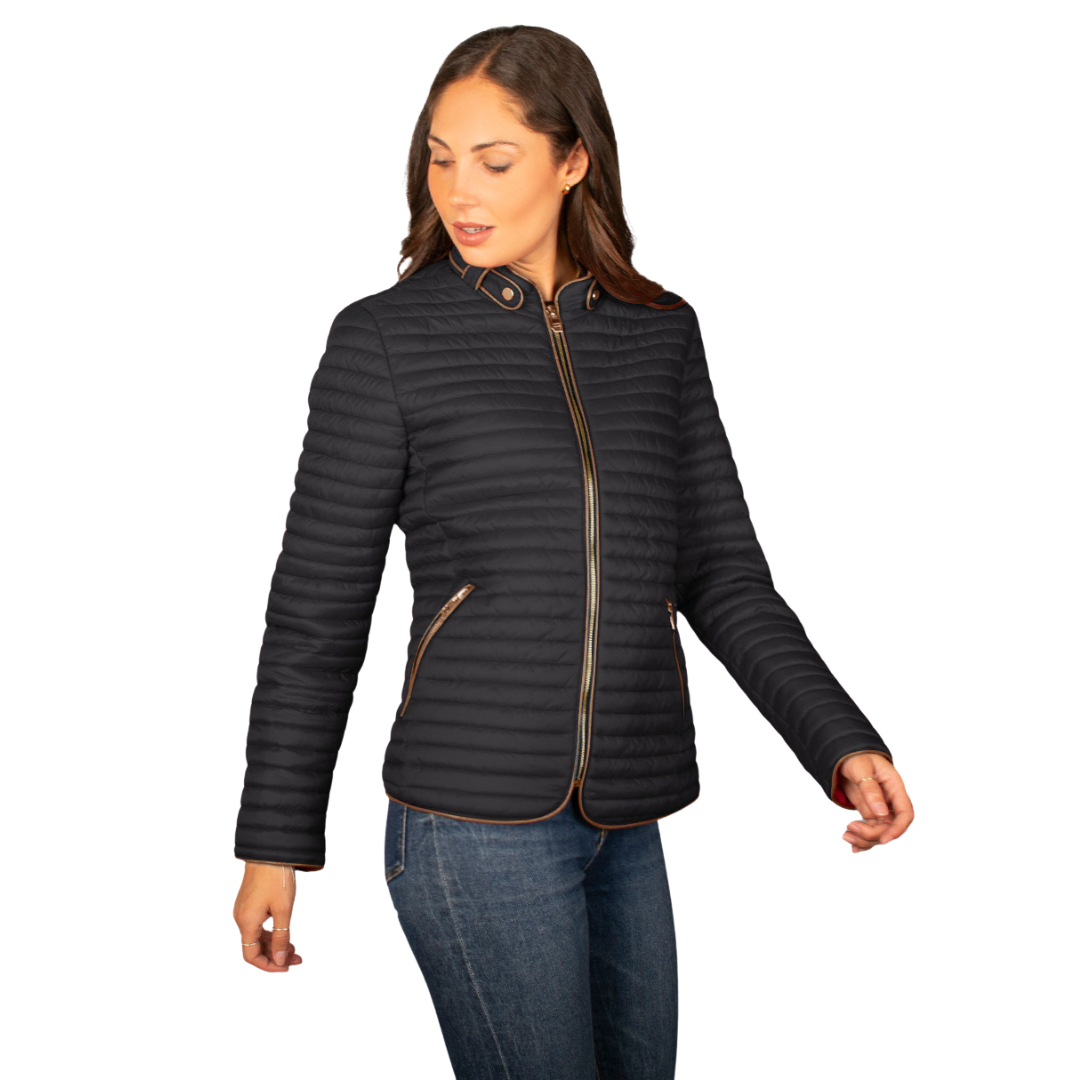 מעיל אמור לאישה- צבע שחור, מצב סגור