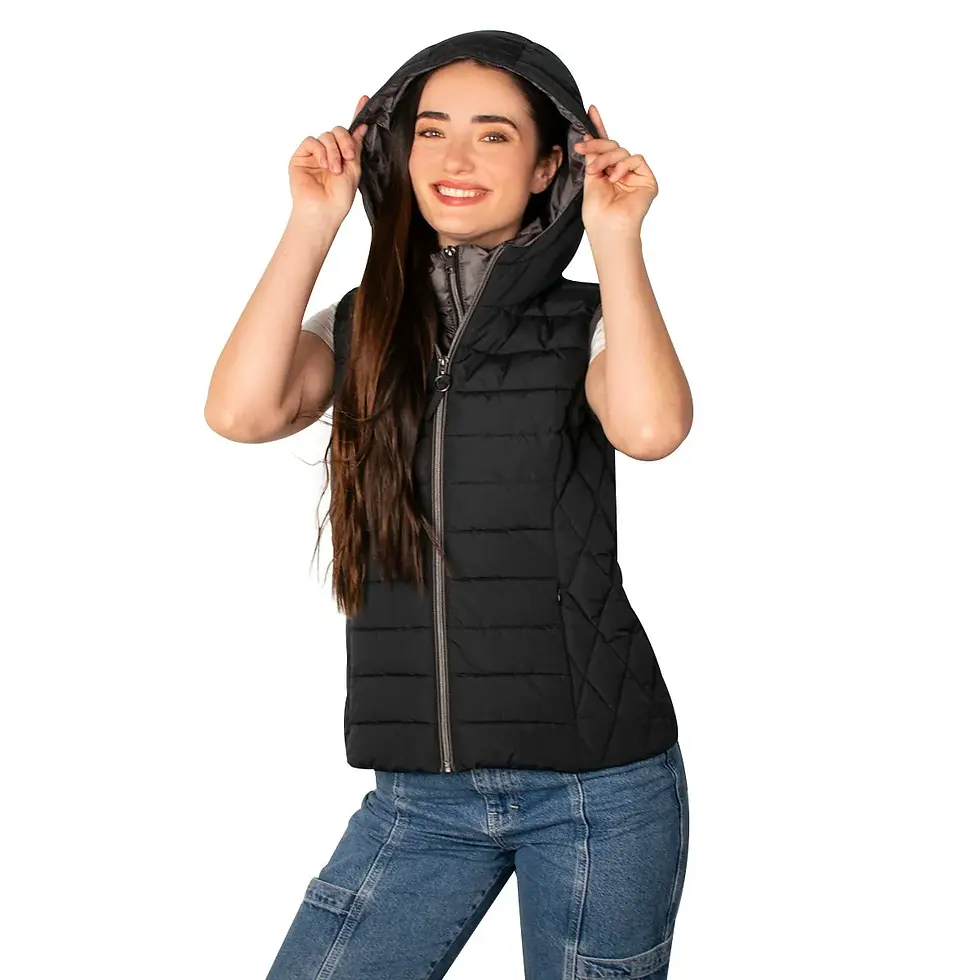 תמונה ממוזערת: מעיל ווסט ליר סגירה כפולה, שחור, פרונט כובע מובנה