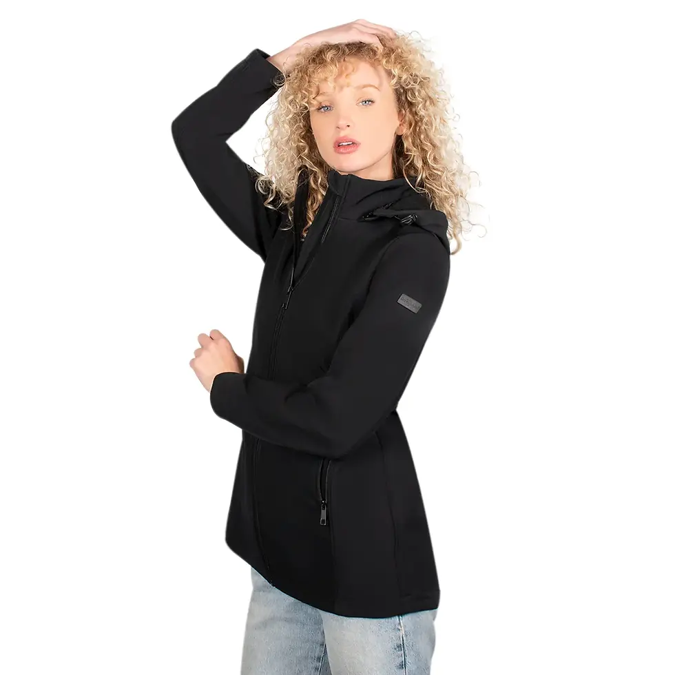 תמונה ממוזערת: מעיל סופטשל כובע נשלף, שחור, צד המעיל יד למעלה