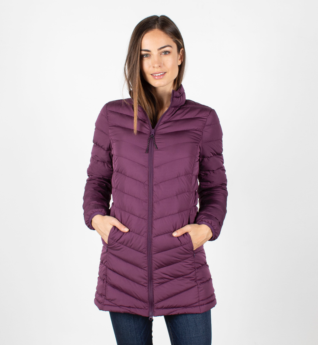 מעיל נוצות ללא כובע, סגול, פרונט