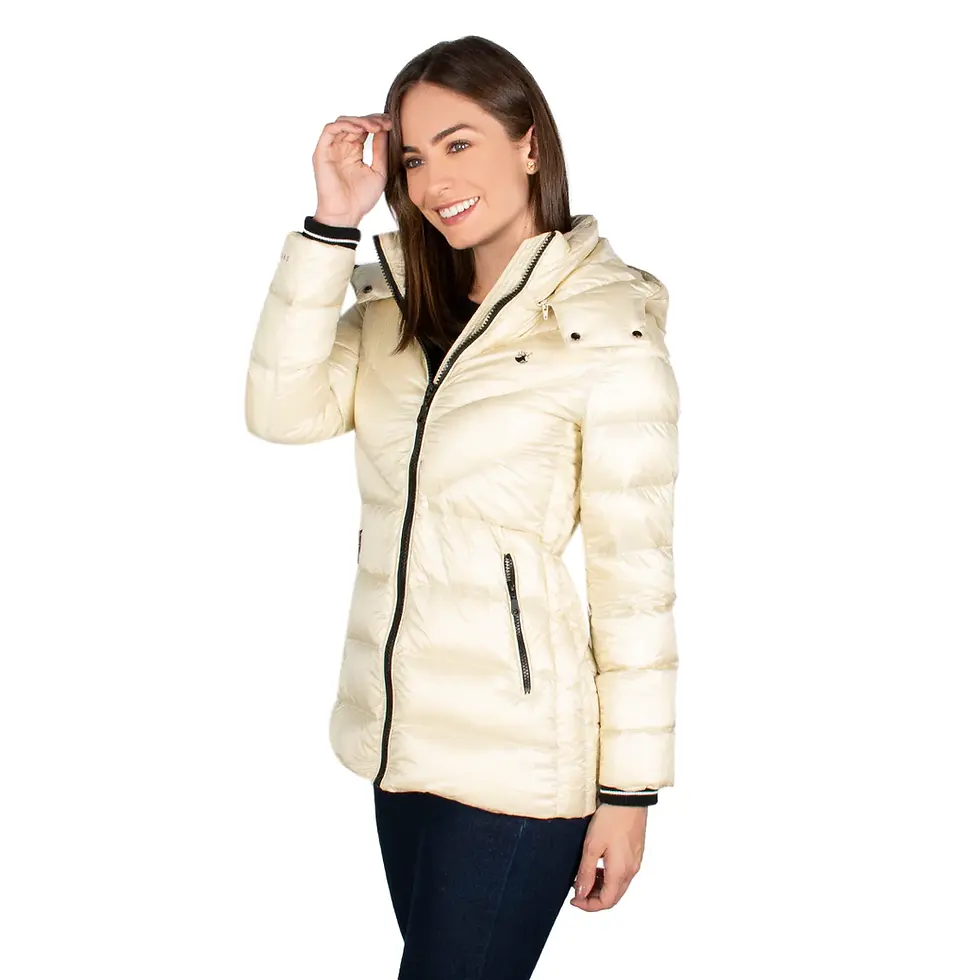 תמונה ממוזערת: מעיל נוצות מוניקה, שמנת, פרונט יד למעלה