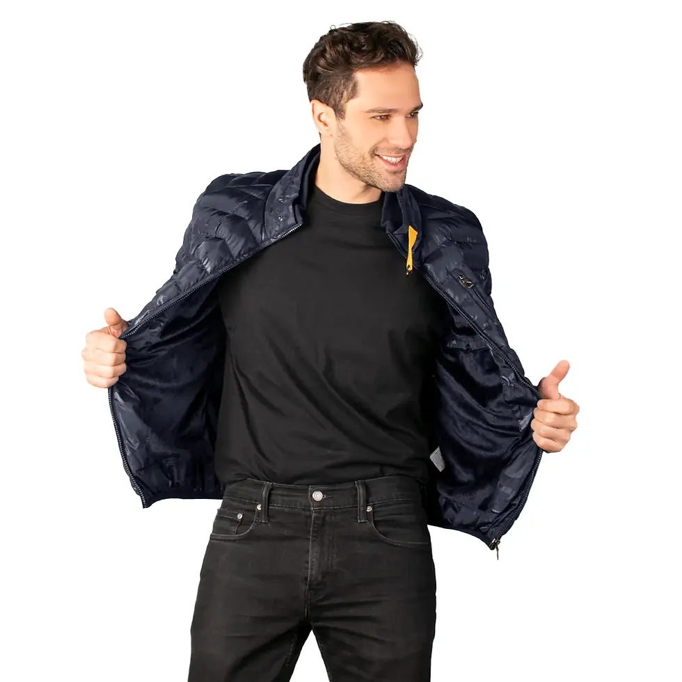 תמונה ממוזערת: מעיל פוך קול לגבר, כחול, במצב פתוח