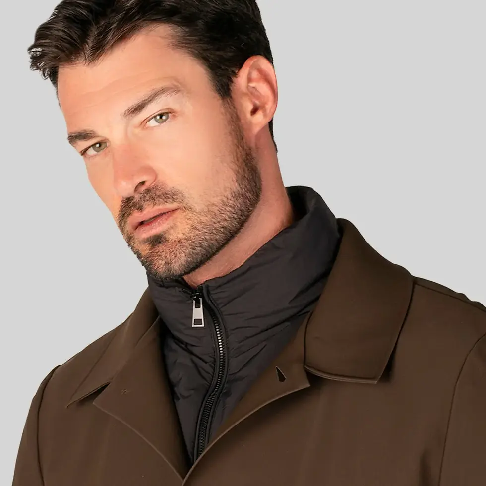 תמונה ממוזערת: מעיל ווסט פנימי לגבר- צבע חום, תמונת תקריב